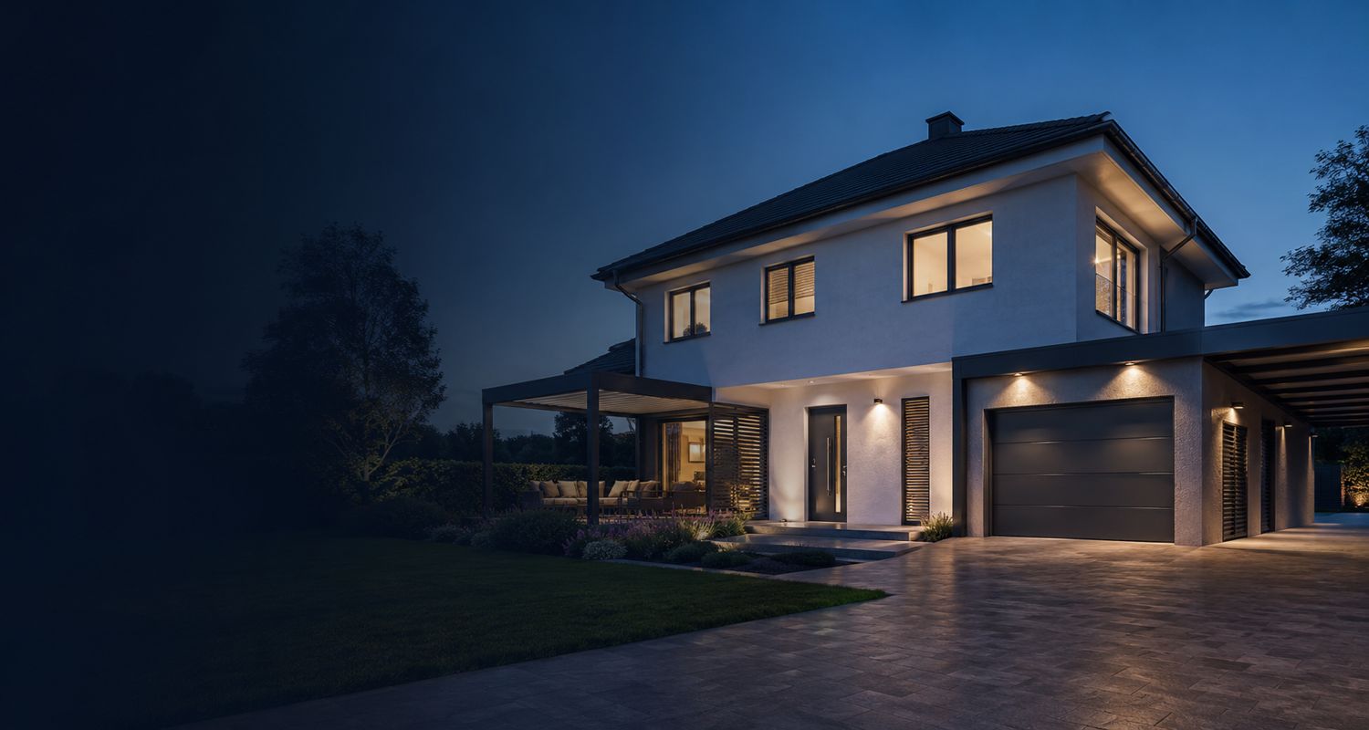 Maison contemporaine, menuiseries et aménagements extérieurs