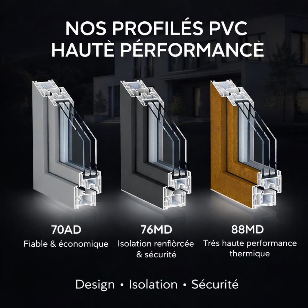 Comparatif des profilés PVC haute performance 70AD, 76MD et 88MD